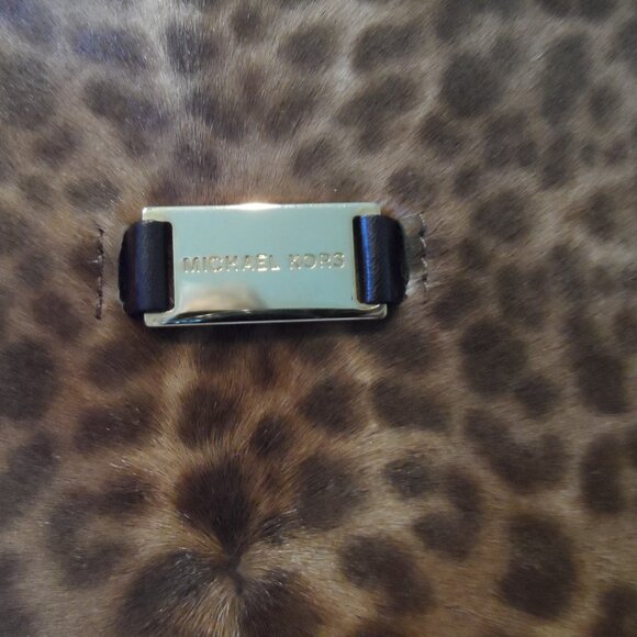 New Michaek Kors Collection Brown Leopard Calf Hair/Croc Print Leather Bag - Picture 8 of 16